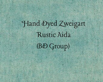 Aqua Rustic Aida (OR-BDA-59) ~ Hand Dyed Zweigart Oatmeal Rustico Cross Stitch Fabric