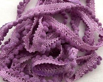 Violet Craze Mini Pom Pom Trim (MPP-86) by Vintage NeedleArts ~ hand-dyed 2 continuous yards
