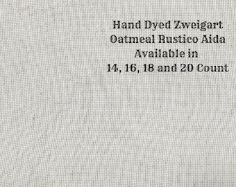 Silvery Star Rustic Aida (OR-DDA-30) ~ Hand Dyed Zweigart Oatmeal Rustico Cross Stitch Fabric from Vintage NeedleArts