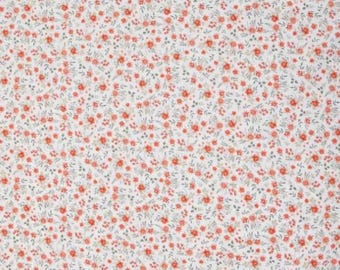 Red/Orange and Sage Floral Calico Fabric from Brother Sister Design Studio ~ 100% quilter's cotton sewing/quilting flowers