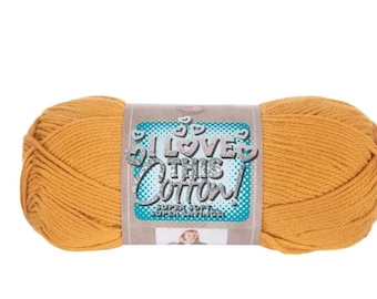I Love This Cotton! Yarn (Gold) ~ soft machine washable 100% cotton yarn amigurumi crochet knitting