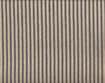 Coffee Dyed Navy Striped Ticking fabric ~ Hand Dyed Rockland/Roc-Lon 100% cotton woven fabric