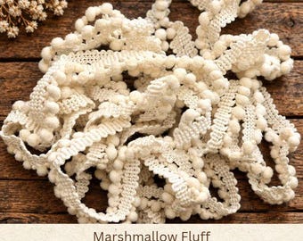 Marshmallow Fluff Hand Dyed Mini Pom Pom Trim (MPP-10) ~ 2 continuous yards per package