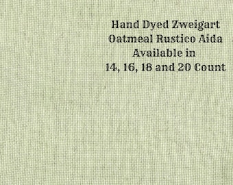 Sweet Grass Rustic Aida (OR-DDA-12) ~ Hand Dyed Zweigart Oatmeal Rustico Cross Stitch Fabric from Vintage NeedleArts