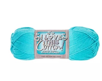 I Love This Cotton! Yarn (Turquoise) ~ soft machine washable 100% cotton yarn amigurumi crochet knitting