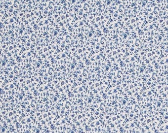 Blue Floral on Cream Fabric from Fabric Traditions ~ 100% cotton for sewing/quilting