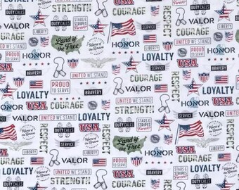 United We Stand Calico Fabric ~ 100% cotton for sewing and quilting