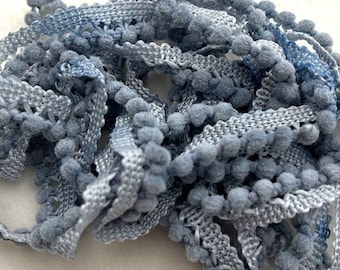 Nantucket Blue Mini Pom Pom Trim (MPP-26) by Vintage NeedleArts ~ hand-dyed 2 continuous yards