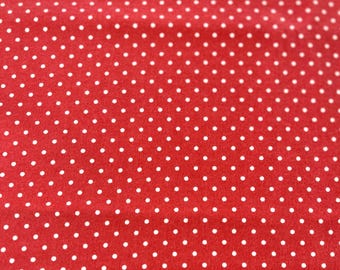 PER YARD ~ Cozy Cotton Vintage Red Flannel Fabric ~ 100% cotton - brushed for softness Robert Kaufman white polka dots on a vintage red