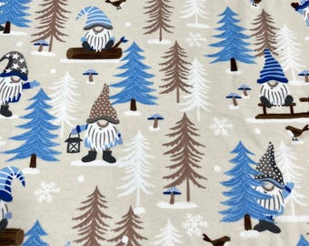 PER YARD ~ Super Snuggle Cotton Flannel Christmas Gnomes Fabric ~ 100% cotton - brushed for softness