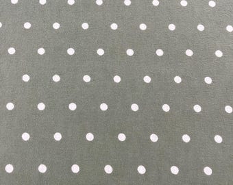 PER YARD ~ Robert Kaufman Cotton Flannel White Dots on Sage Fabric ~ 100% cotton - brushed for softness