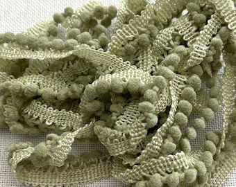 Moss Mini Pom Pom Trim (MPP-35) by Vintage NeedleArts ~ hand-dyed 2 continuous yards