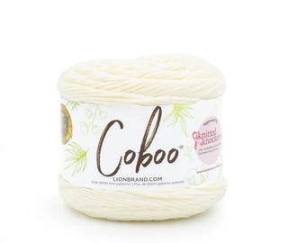 Lion Brand Coboo Yarn (Vanilla Blossom) ~ super soft & breathable machine washable lightweight blend of cotton and bamboo #3 lightweight DK