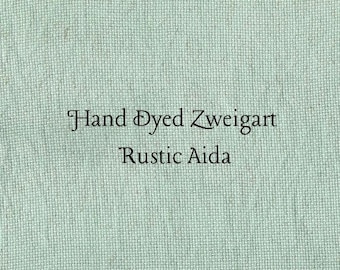Verdigris Rustic Aida (OR-DDA-47) ~ Hand Dyed Zweigart Oatmeal Rustico Cross Stitch Fabric
