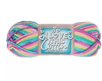 I Love This Cotton! Print Yarn (Brights) ~ soft machine washable 100% cotton yarn amigurumi crochet knitting multicolored variegated