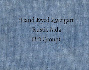 Liberty Blue Rustic Aida (OR-BDA-79) ~ Hand Dyed Zweigart Oatmeal Rustico Cross Stitch Fabric