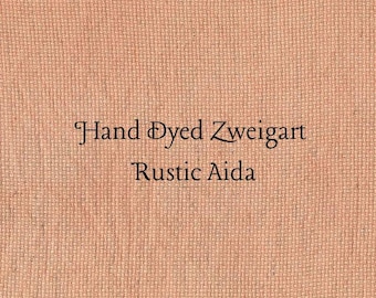 Persimmon Rustic Aida (OR-DDA-112) ~ Hand Dyed Zweigart Oatmeal Rustico Cross Stitch Fabric