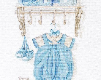 Baby Boy Birth Announcement counted cross stitch kit from Lucas