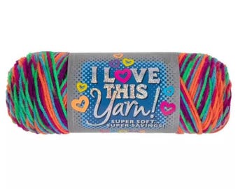 I Love This Yarn Print (Dark Neons) ~ super soft machine washable 100% acrylic