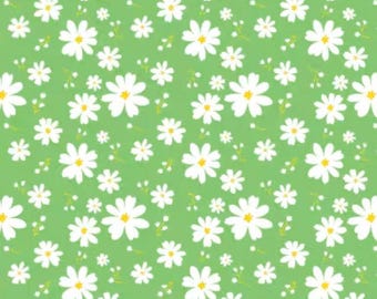 Daisy Love Green/Delightful Daisies from Bernartex Fabrics ~ 100% cotton for sewing/quilting