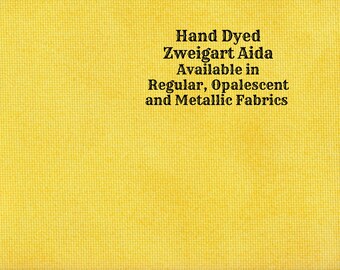 Saffron Aida (Z-BDA-54) Hand Dyed Zweigart Cross Stitch Fabric from Vintage NeedleArts ~ available in regular, opalescent and metallic Aida