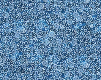 PER YARD ~ Blue Tonal Daisies ~ 100% cotton sewing quilting fabric flowers