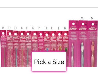 Susan Bates Silvalume Aluminum Crochet Hooks ~ CHOOSE YOUR SIZE B thru N (2.25mm to 10mm)