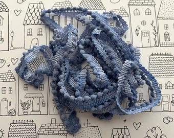 Periwinkle Mini Pom Pom Trim (MPP-116) by Vintage NeedleArts ~ hand-dyed 2 continuous yards