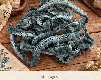Blue Agave Hand Dyed Mini Pom Pom Trim (MPP-113) ~ 2 continuous yards per package