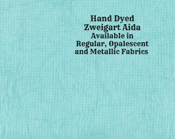 Miss Tilly's Teal Aida (Z-DDA-41) Hand Dyed Zweigart Cross Stitch Fabric from Vintage NeedleArts ~ available in regular, opal and metallic