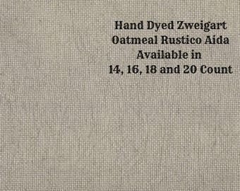 Smoke Rustic Aida (OR-DDA-46) ~ Hand Dyed Zweigart Oatmeal Rustico Cross Stitch Fabric from Vintage NeedleArts