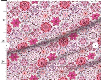 Painterly Polygons in Ruby Red and Lavender Fabric from Spoonflower ~ 100% cotton ONE YARD printed panel for sewing and quilting