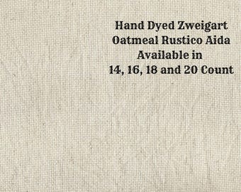 Oyster Beige Rustic Aida (OR-DDA-14) ~ Hand Dyed Zweigart Oatmeal Rustico Cross Stitch Fabric from Vintage NeedleArts