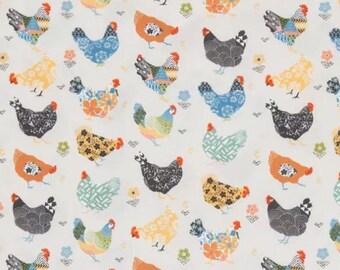 Patterned Chickens Calico Fabric from Brother Sister Design Studio ~ 100% quilter's cotton sewing/quilting farm rustic country