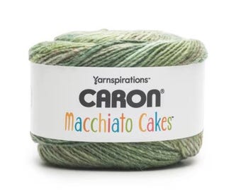 Yarnspirations Caron Macchiato Cakes Yarn (Nourish) ~ 5 bulky acrylic wool blend variegated blend of various greens