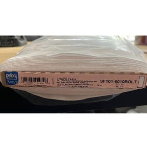 May include: A bolt of white Pellon Shape-Flex all-purpose woven fusible interfacing wrapped in clear plastic. The product label specifies 100% cotton, 60 inches width, and 10 yards length. Care instructions include machine wash warm and tumble dry.