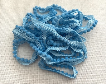 Caribbean Blue Mini Pom Pom Trim (MPP-16) by Vintage NeedleArts ~ hand-dyed 2 continuous yards