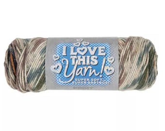 I Love This Yarn Print (Green Camo Stripe) ~ 100% acrylic