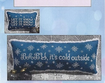 PDF Baby, It's Cold Outside (2 designs) cross stitch design pattern chart Vintage NeedleArts Christmas ornaments snow holiday winter