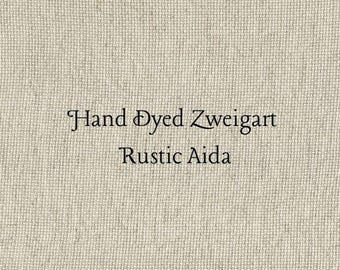 Khaki Rustic Aida (OR-DDA-38) ~ Hand Dyed Zweigart Oatmeal Rustico Cross Stitch Fabric