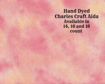 Raspberry Swirl Aida (CC-BDA-25-95-PT) ~ Hand Dyed Dmc/Charles Craft Cross Stitch Fabric from Vintage NeedleArts