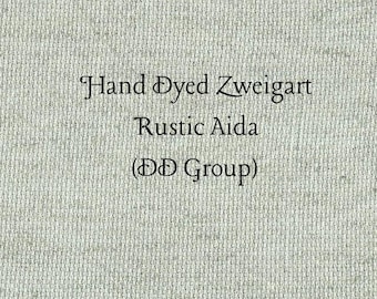 Aqua Frost Rustic Aida (OR-DDA-34) ~ Hand Dyed Zweigart Oatmeal Rustico Cross Stitch Fabric