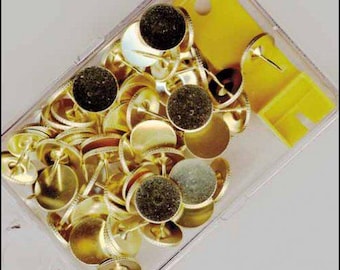 Brass-color Flat Head Thumbtacks - perfect for use with stretcher bars and comes with a tack remover tool included