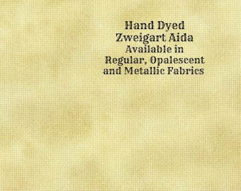 Mellow Yellow Aida (Z-BDA-5-13-PT) Hand Dyed Zweigart Cross Stitch Fabric from Vintage NeedleArts ~ available in regular, opal and metallic