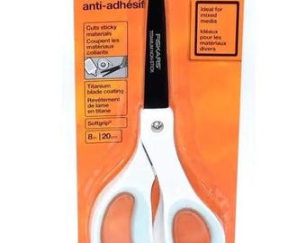 Fiskars MFG Nonstick 8" Scissors Tool ~ all-purpose craft scissors stainless steel blades ergonomically sculpted handle
