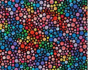 Multi-colored Buttons Fabric from Brother Sister Design Studio ~ 100% cotton for sewing and quilting