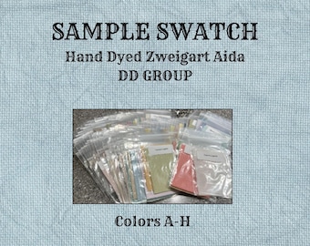 Sample Swatch (colors A-H) of Hand Dyed Zweigart Aida DD Group