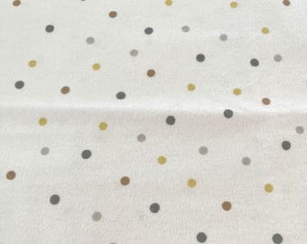 PER YARD ~ Gray, Yellow and Tan Polka Dots Cotton Flannel Fabric ~ 100% cotton white background dots