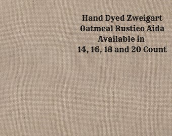 Mocha Rustic Aida (OR-DDA-72) ~ Hand Dyed Zweigart Oatmeal Rustico Cross Stitch Fabric from Vintage NeedleArts