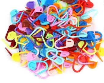 Locking Stitch Markers - 20 pieces - Choose Color